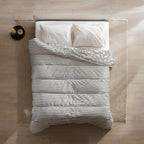 2-in-1 Duvet Cover and Bedspread in Taupe Gray – Reversible Teddy Fabric for All Seasons, Breathable and Durable 2