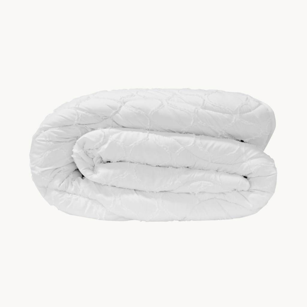 2-in-1 Duvet and Bedspread - Matte Satin Summer Duvet in White, Heat-Regulating and Breathable 0