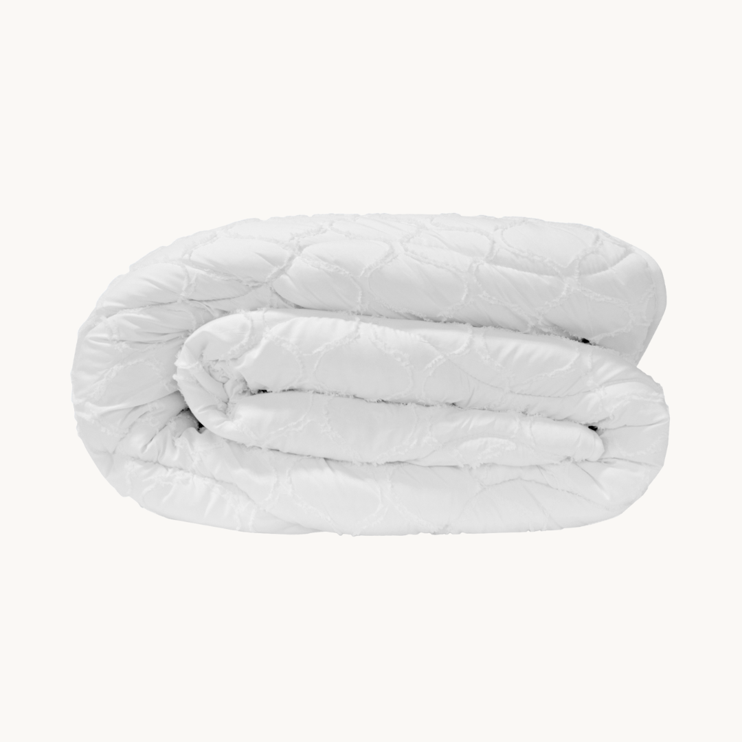 2-in-1 Duvet and Bedspread - Matte Satin Summer Duvet in White, Heat-Regulating and Breathable 0