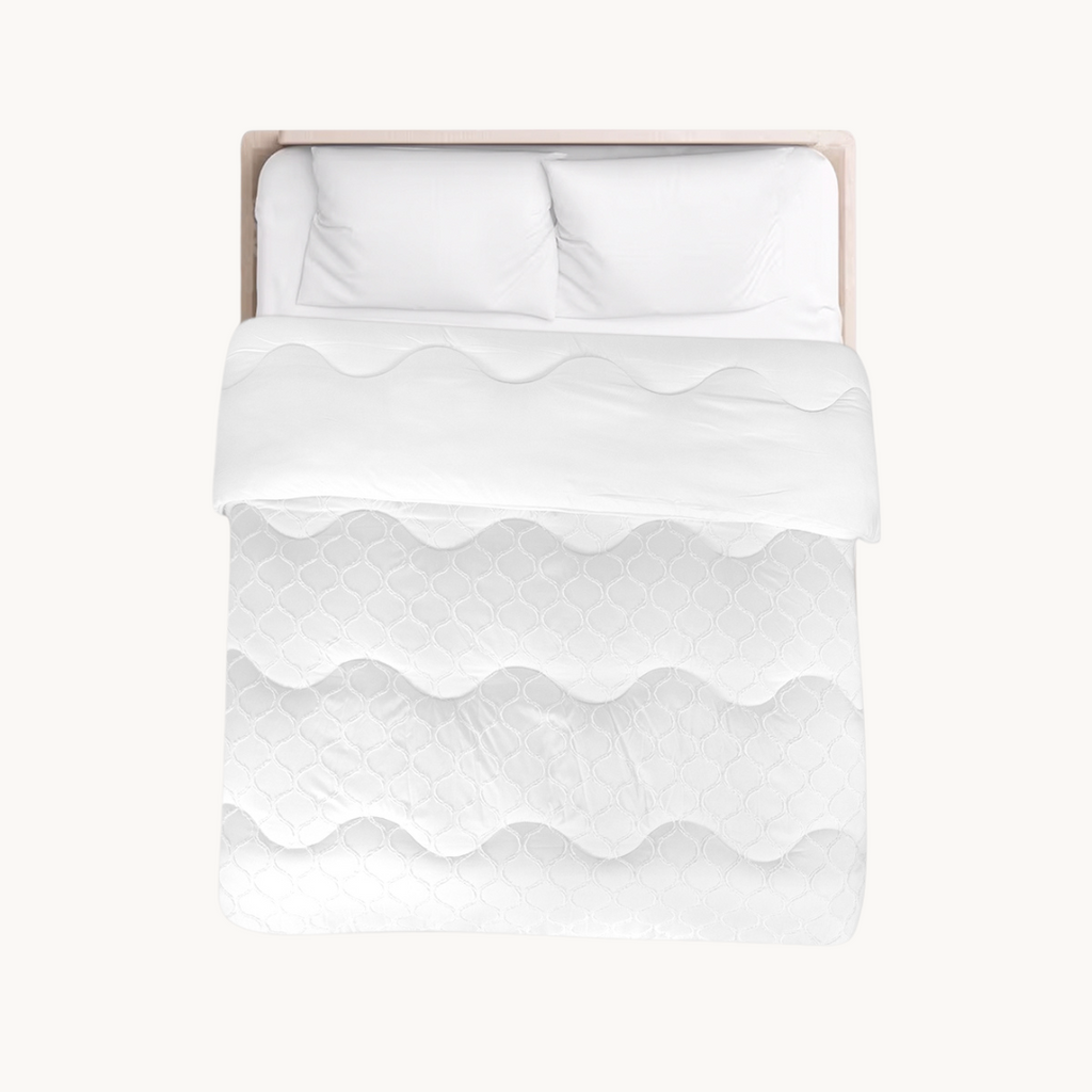 2-in-1 Duvet and Bedspread - Matte Satin Summer Duvet in White, Heat-Regulating and Breathable 6