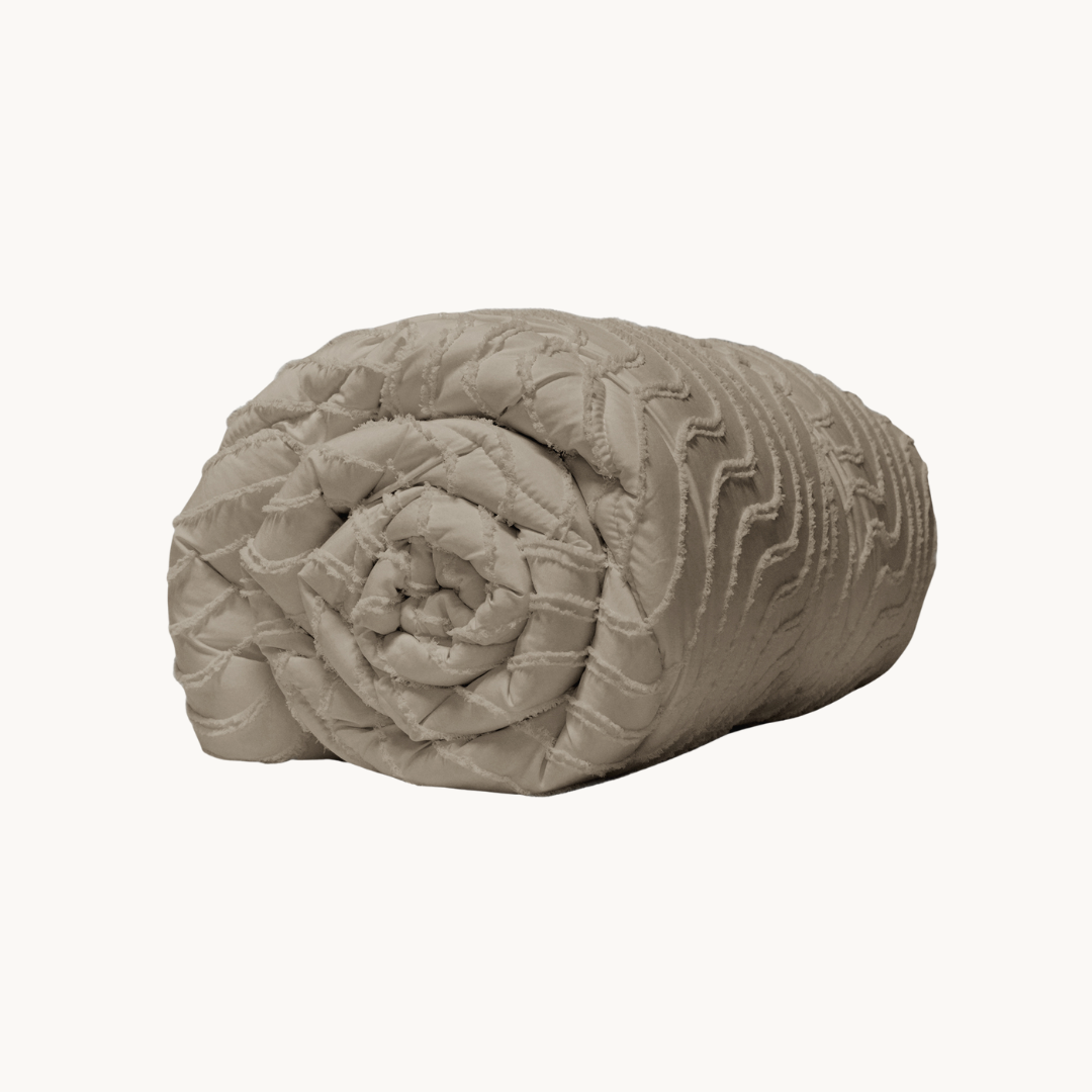 2-in-1 Duvet and Bedspread in Taupe – Soft Matte Satin for All Seasons 4