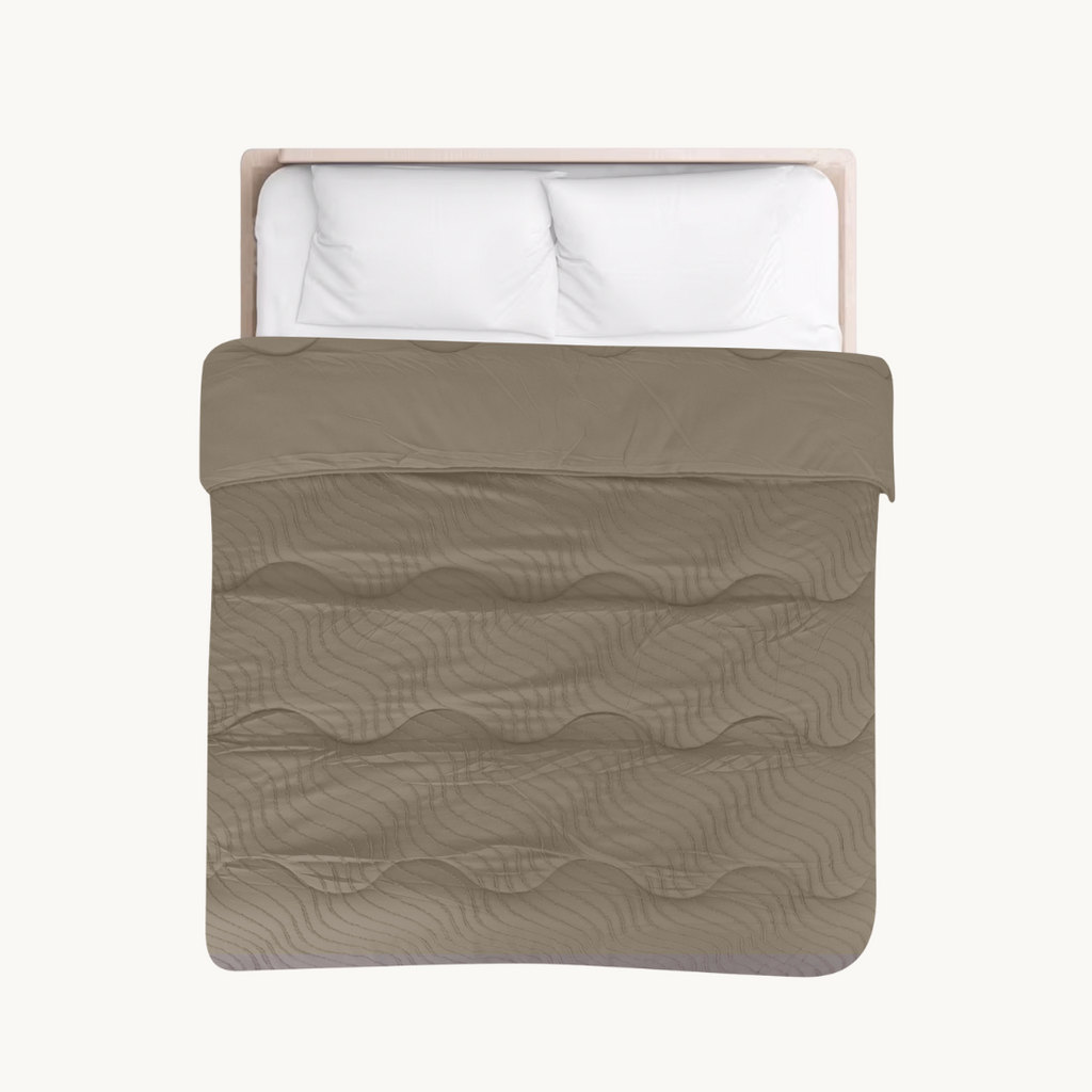 2-in-1 Duvet and Bedspread in Taupe – Soft Matte Satin for All Seasons 6