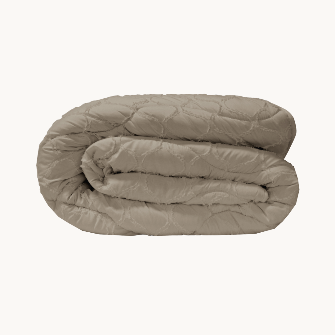 2-in-1 Duvet and Bedspread in Taupe – Soft Matte Satin for Year-Round Comfort 0