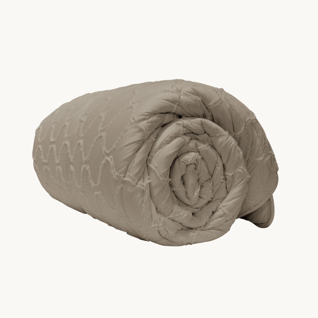 2-in-1 Duvet and Bedspread in Taupe – Soft Matte Satin for Year-Round Comfort 4