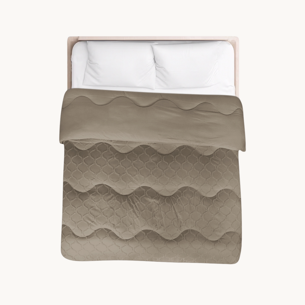 2-in-1 Duvet and Bedspread in Taupe – Soft Matte Satin for Year-Round Comfort 6