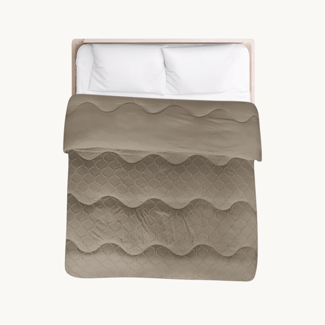2-in-1 Duvet and Bedspread in Taupe – Soft Matte Satin for Year-Round Comfort 6