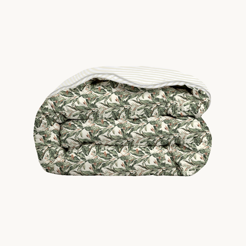 2-in-1 Floral Green Duvet Without Cover – Reversible Teddy Fabric for All Seasons 0