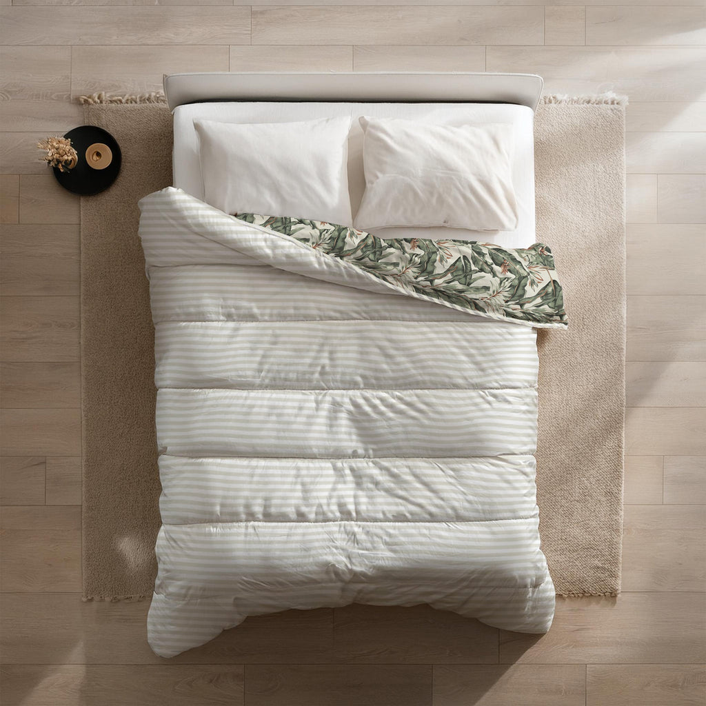 2-in-1 Floral Green Duvet Without Cover – Reversible Teddy Fabric for All Seasons 2