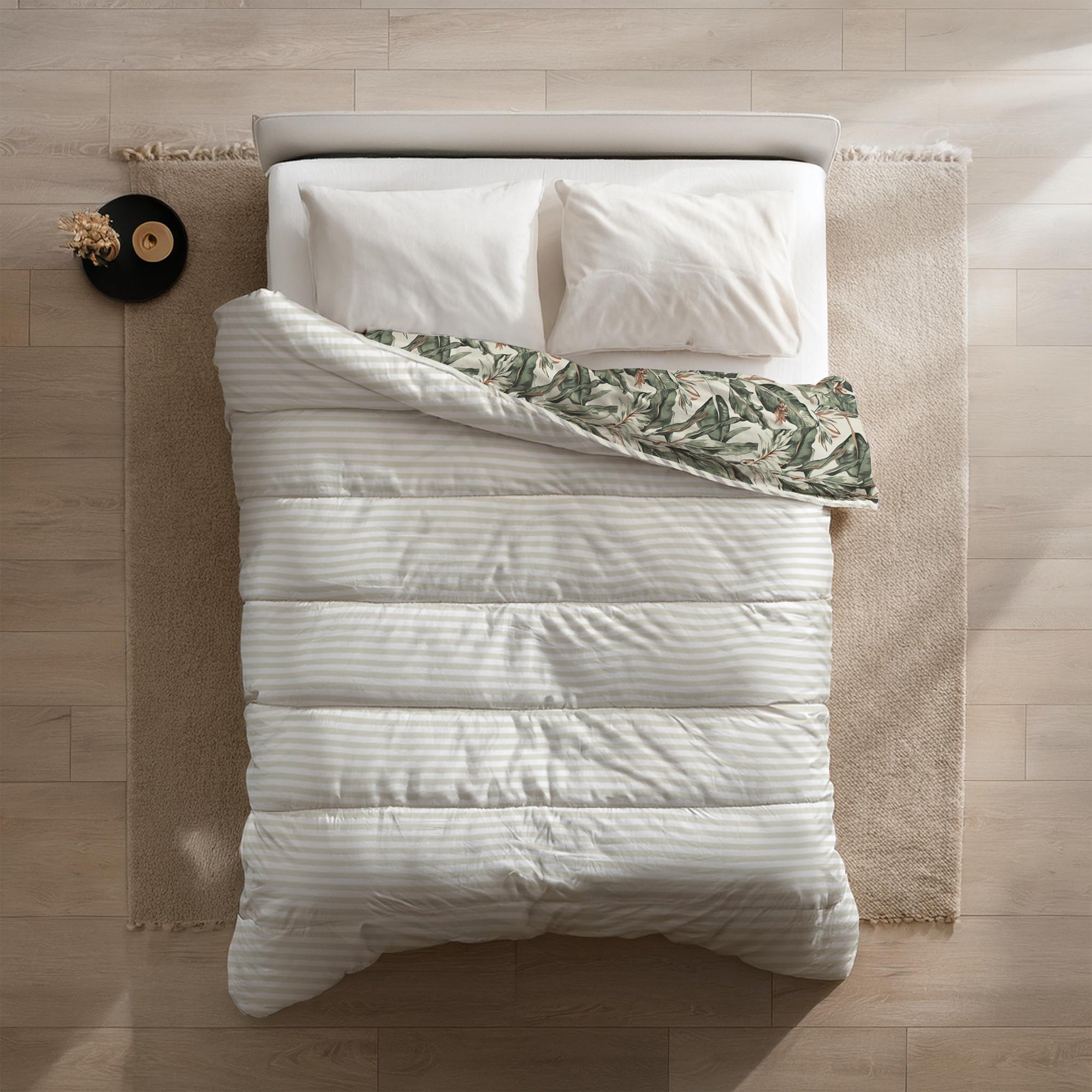 2-in-1 Floral Green Duvet Without Cover – Reversible Teddy Fabric for All Seasons 2