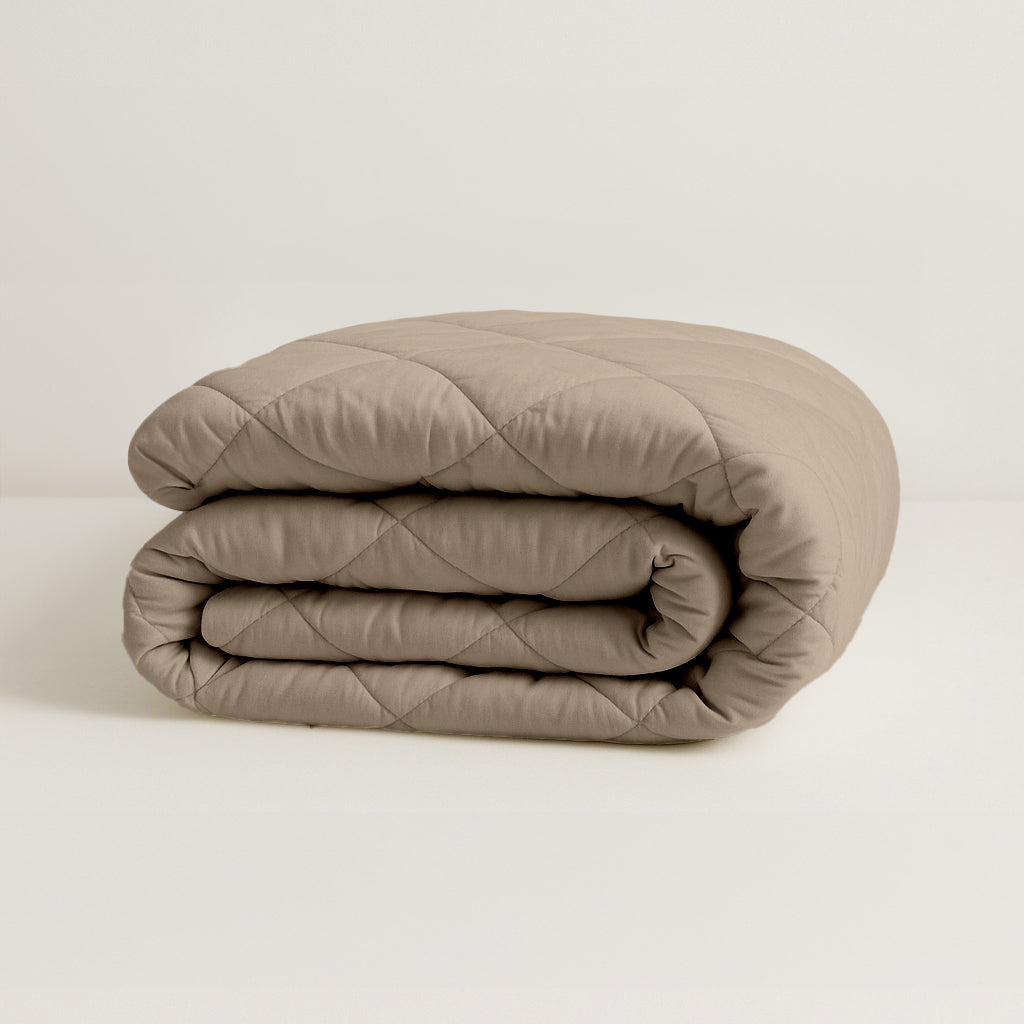 2-in-1 Matte Satin Duvet Bedspread – Taupe, 220cm Long, Breathable and Easy Care, Perfect for Summer 0