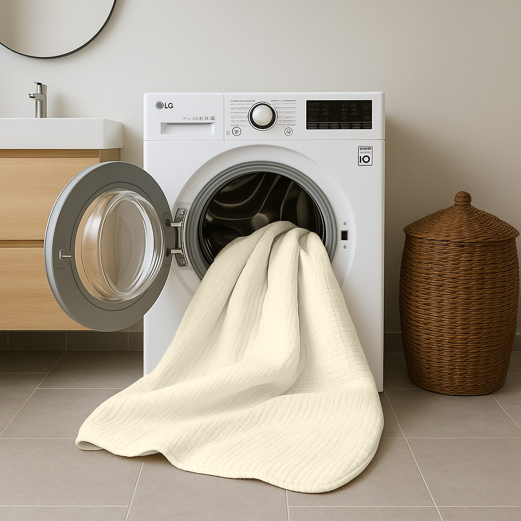 2-in-1 Micro Muslin Duvet and Bedspread – Cream, Lightweight and Breathable 3