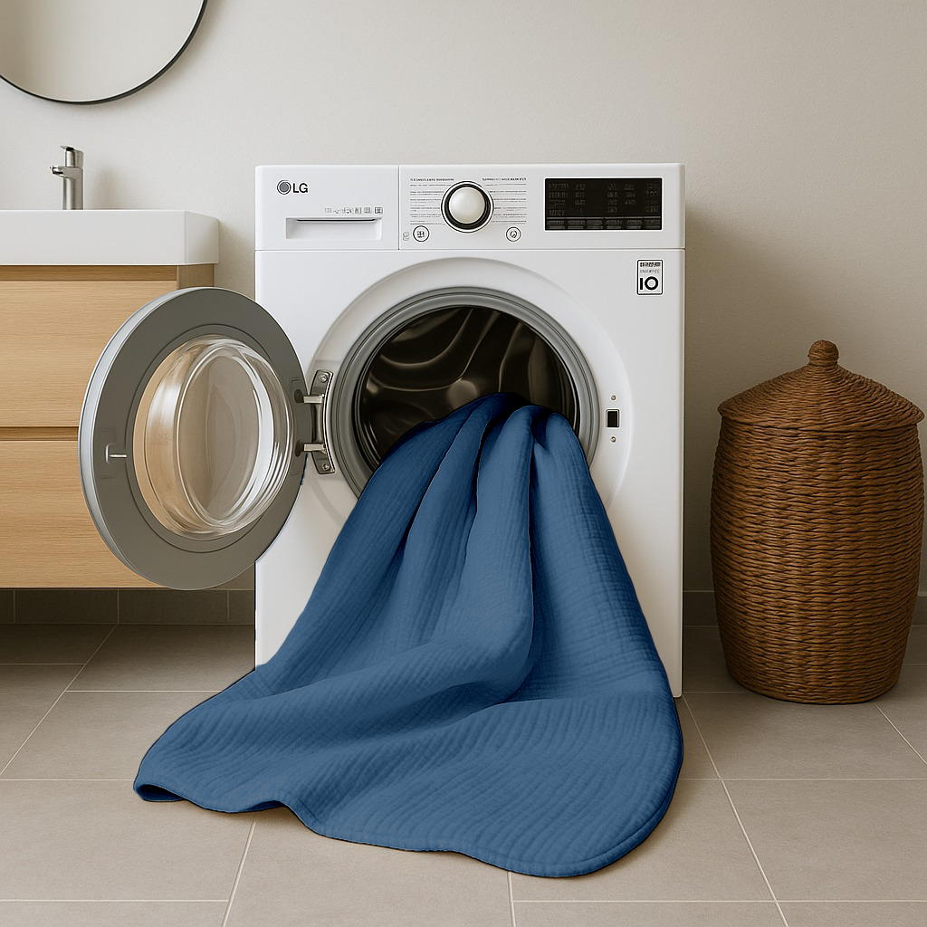 2-in-1 Micro Muslin Duvet and Bedspread – Petrol Color, Lightweight and Breathable 3