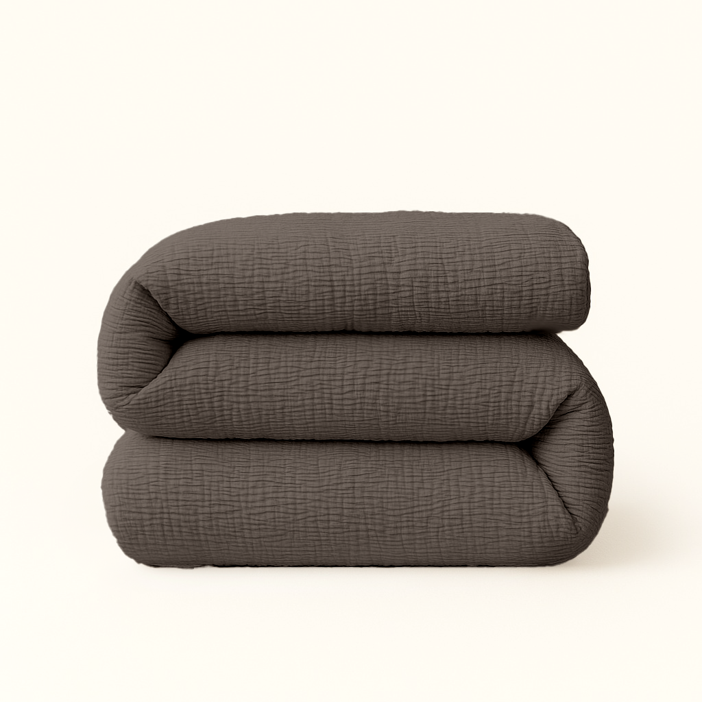 2-in-1 Micro Muslin Duvet and Bedspread – Soft Brown Summer Duvet 0