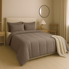 2-in-1 Micro Muslin Duvet and Bedspread – Taupe, Breathable and Heat-Regulating 1