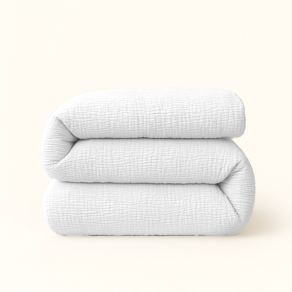 2-in-1 Micro Muslin Duvet and Bedspread – White, Summer Weight, Heat-Regulating 0