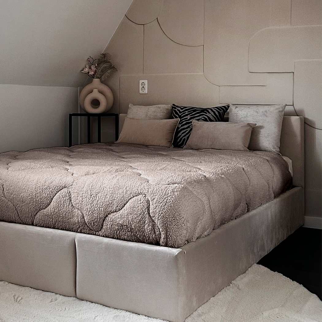 2-in-1 Teddy Duvet and Bedspread, Iced Coffee Taupe, Soft Breathable Fabric, Heat-Regulating, Easy Care, Available in Multiple Sizes 1