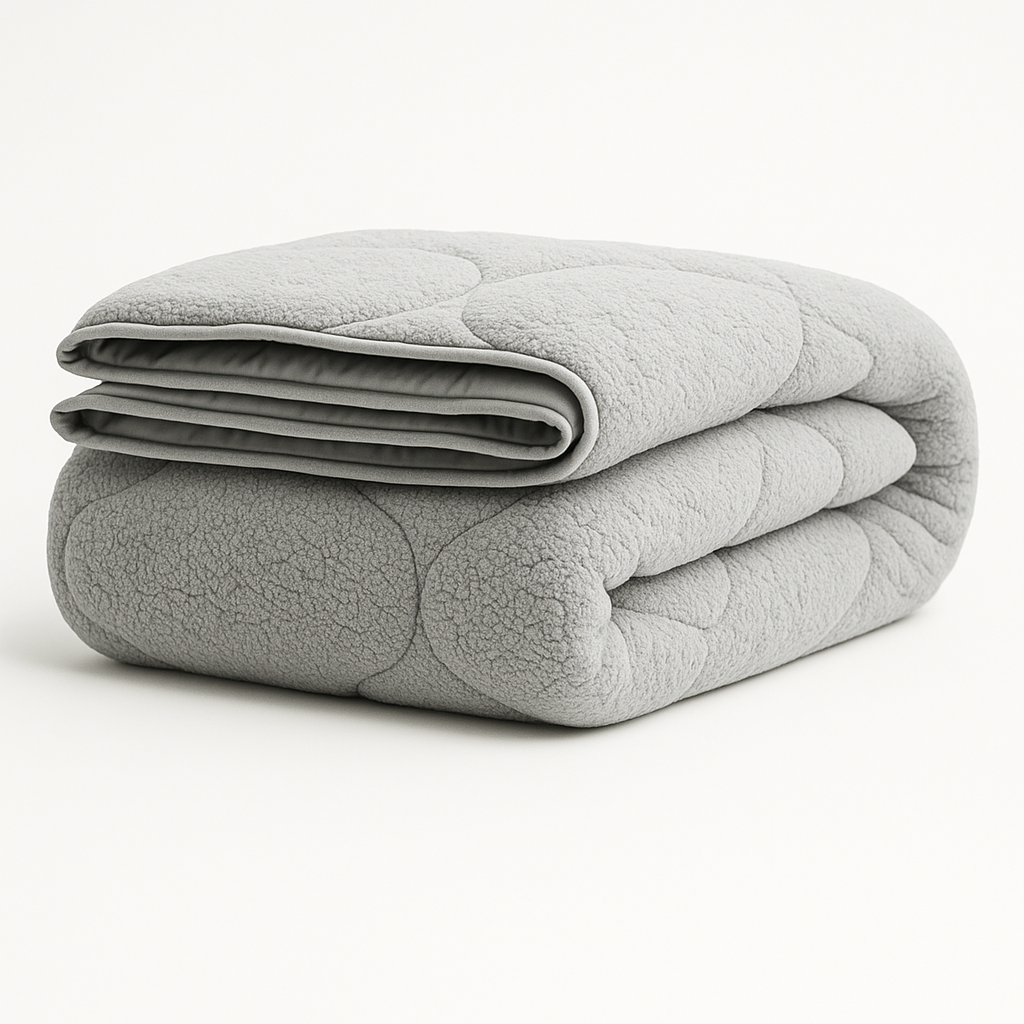 2-in-1 Teddy Duvet and Bedspread – Soft Stone Gray Fabric, Versatile for All Seasons, Easy Care, Breathable Comfort 0