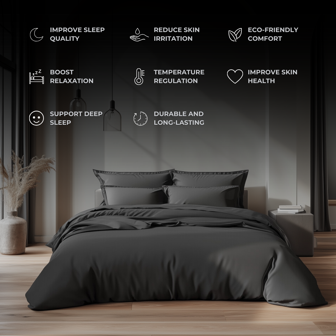 Midnight Grey Eucalyptus Bedding Set