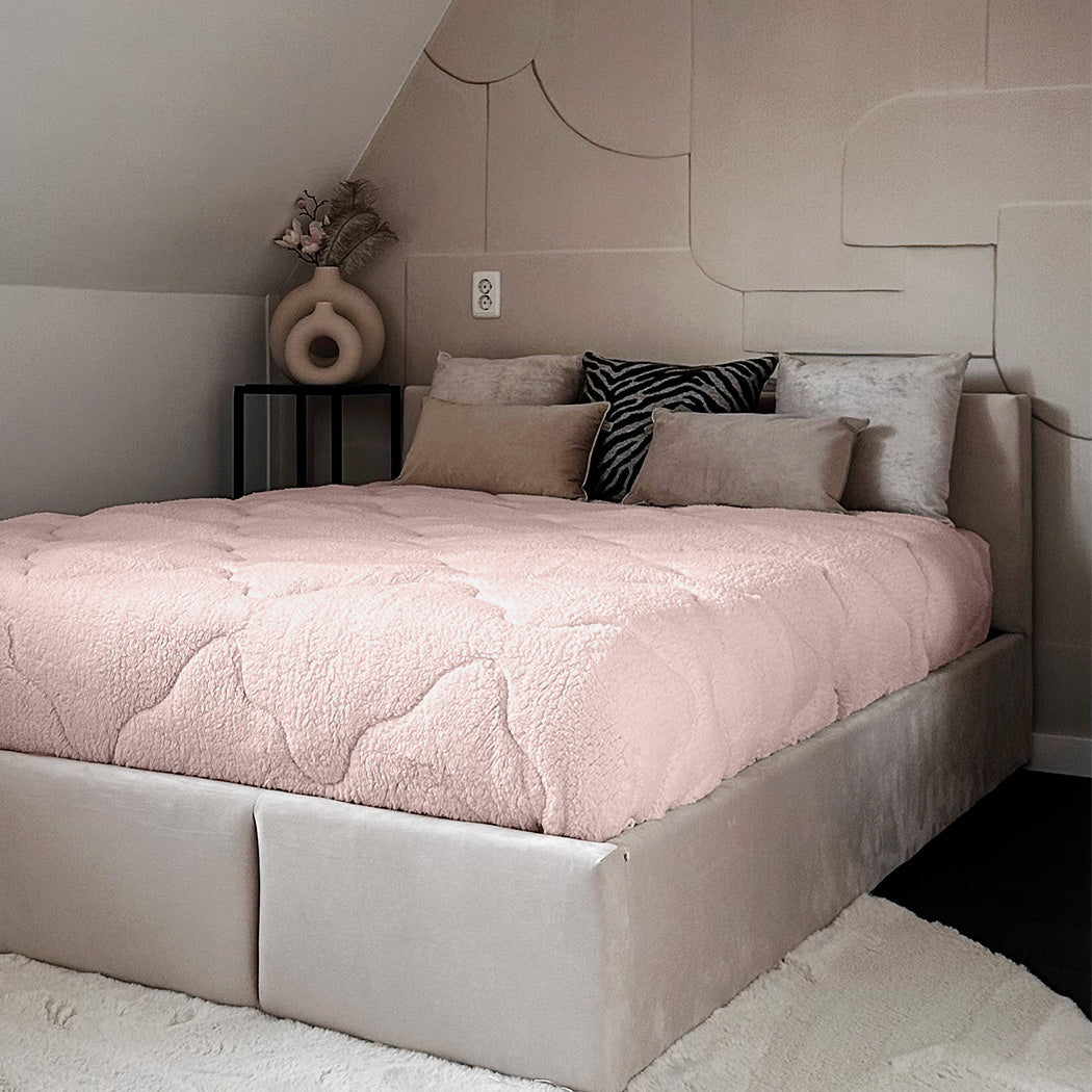 Blush Pink 2-in-1 Teddy Duvet and Bedspread – Soft, Breathable, and Easy Care 1