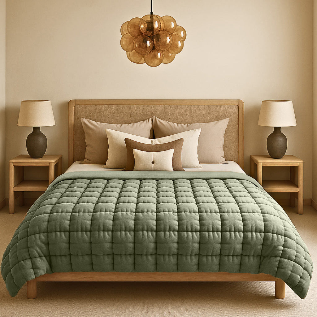 Fluffy Cube Duvet in Pistachio Green – 2-in-1 Duvet and Bedspread 3