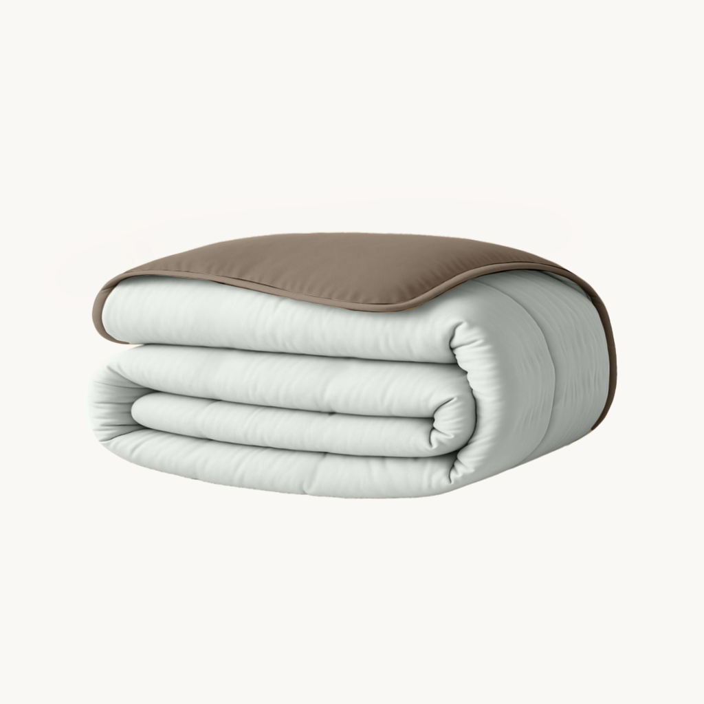 Matte Satin 2-in-1 Duvet and Bedspread, Breathable Heat-Regulating Fabric, Available in Multiple Sizes – Taupe/Gray 0