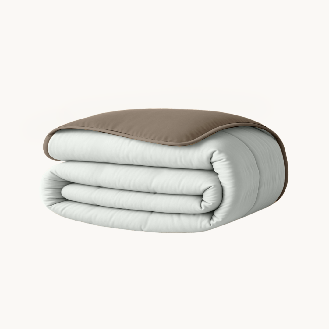 Matte Satin 2-in-1 Duvet and Bedspread, Breathable Heat-Regulating Fabric, Available in Multiple Sizes – Taupe/Gray 0