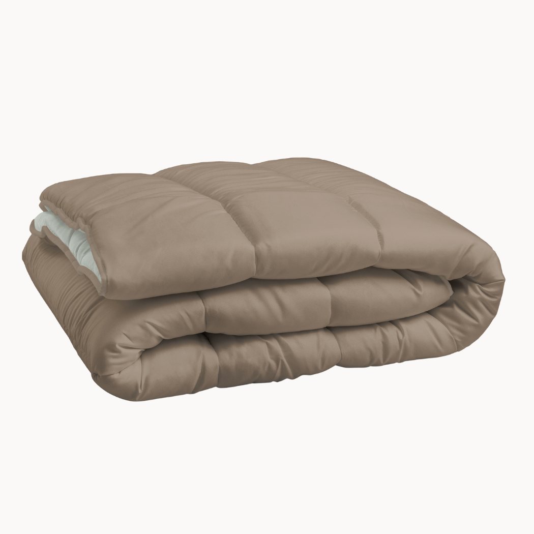 Matte Satin 2-in-1 Duvet and Bedspread, Breathable Heat-Regulating Fabric, Available in Multiple Sizes – Taupe/Gray 3
