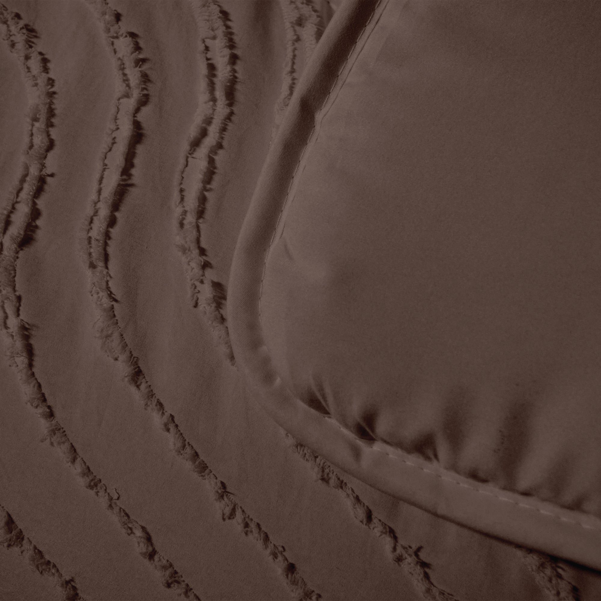 Matte Satin 2-in-1 Duvet and Bedspread – Brown Japandi Waves Design 2