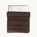 Matte Satin 2-in-1 Duvet and Bedspread – Brown Japandi Waves Design 6