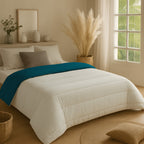 Matte Satin 2-in-1 Duvet and Bedspread – Gray/Petrol, Breathable and Easy Care 1