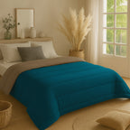 Matte Satin 2-in-1 Duvet and Bedspread, Soft Heat-Regulating Fabric, Taupe/Petrol – Available in Multiple Sizes 2