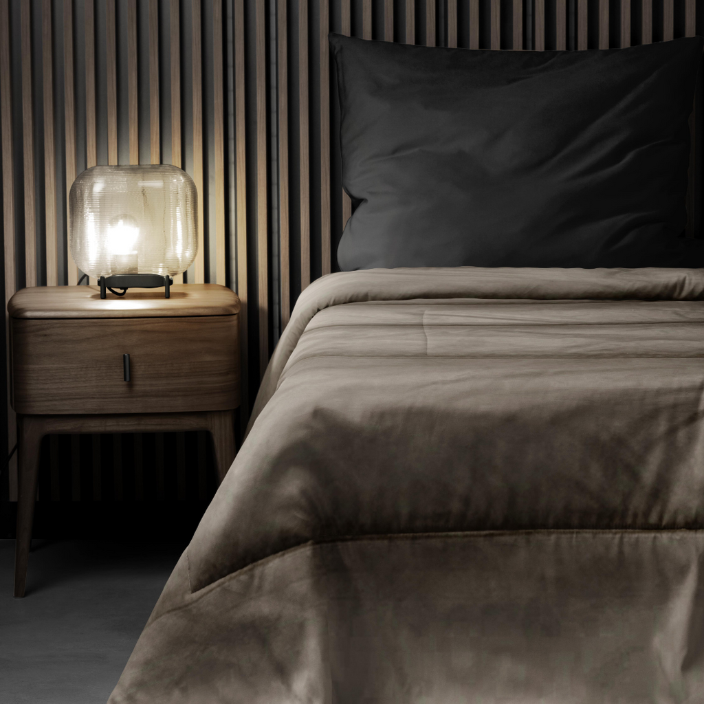 Matte Satin 2-in-1 Duvet and Bedspread in Taupe Khaki – Breathable, Easy Care, All-Season Bedding Solution 3