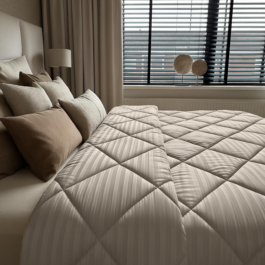 Matte Satin Duvet 2-in-1 Bedspread - Taupe/Grey, 220cm Long 1