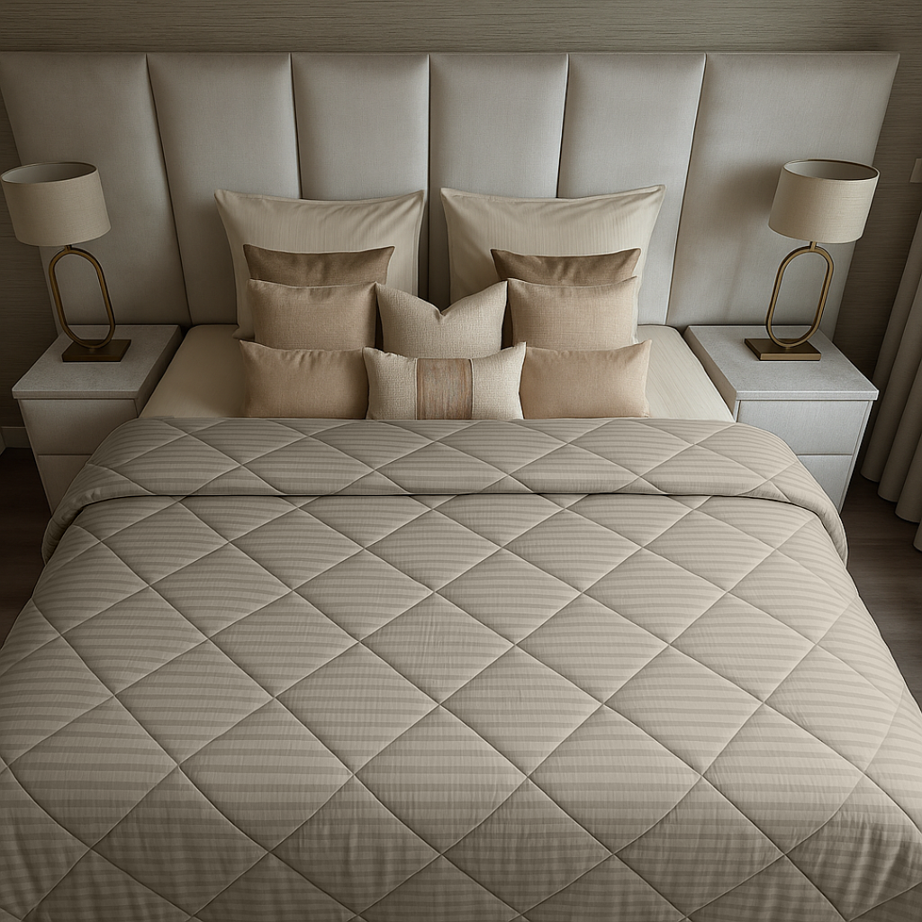 Matte Satin Duvet 2-in-1 Bedspread - Taupe/Grey, 220cm Long 7