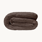 Matte Satin Duvet 2-in-1 Bedspread – Brown Japandi Curve Design 0