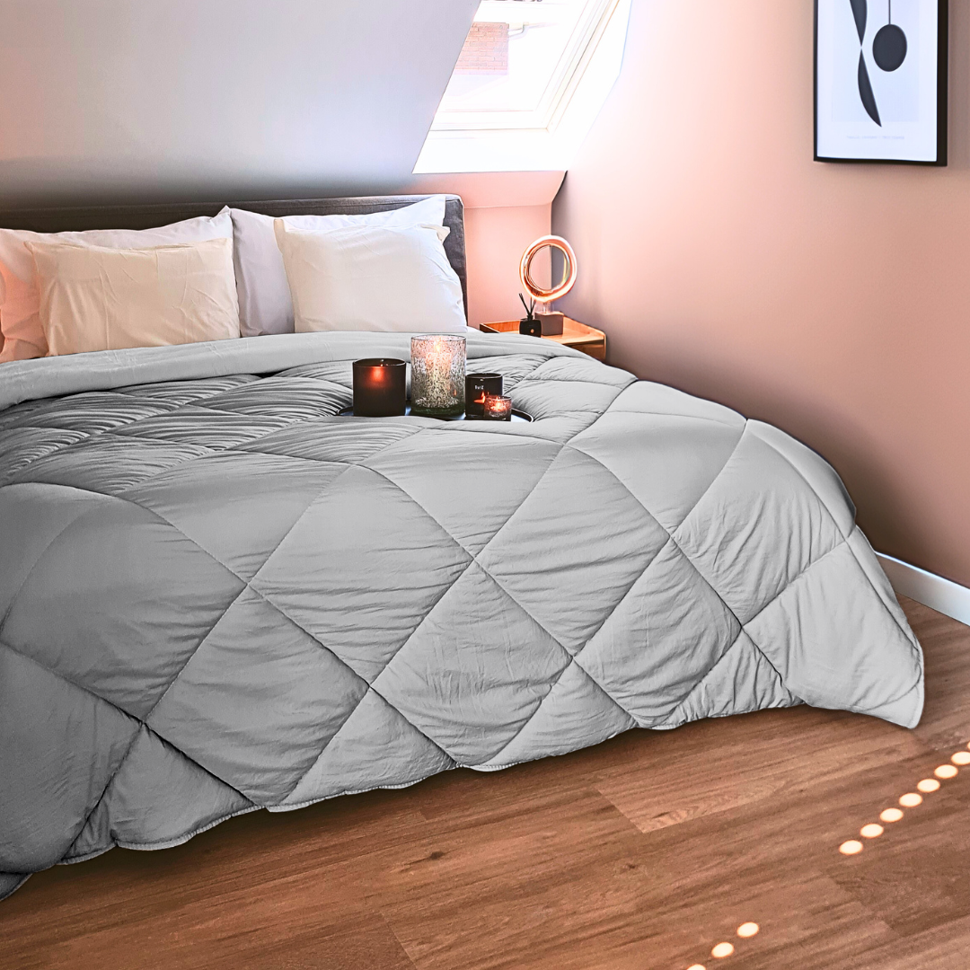 Matte Satin Duvet 2-in-1 Bedspread – Gray, 220cm Long, Breathable, Easy Care, Ideal for Summer and Transitional Seasons 1