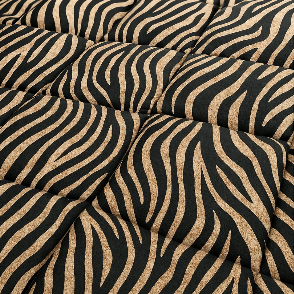 Matte Satin Duvet 2-in-1 Bedspread for Summer – Black Gold Tiger Design 3