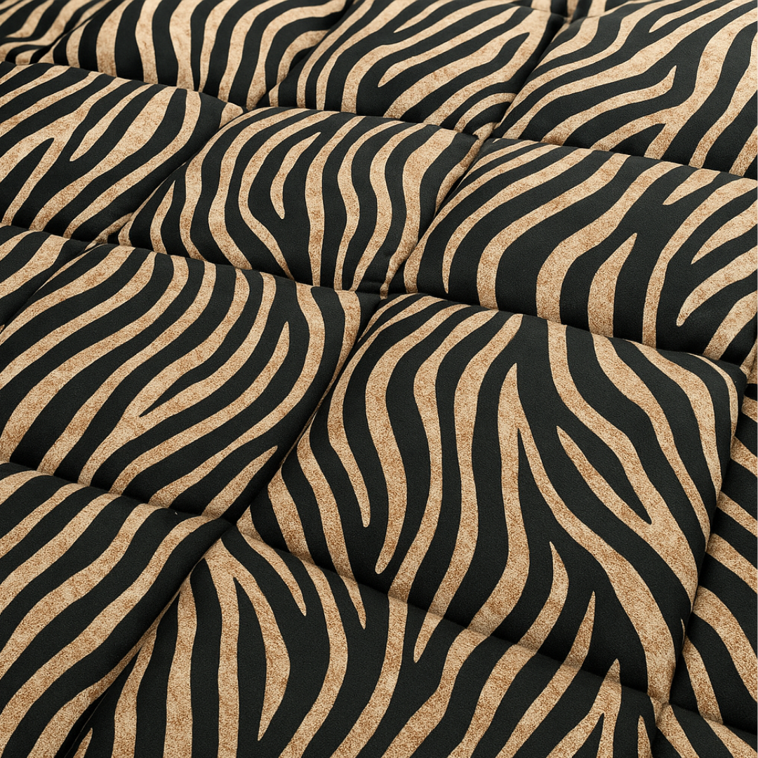 Matte Satin Duvet 2-in-1 Bedspread for Summer – Black Gold Tiger Design 3