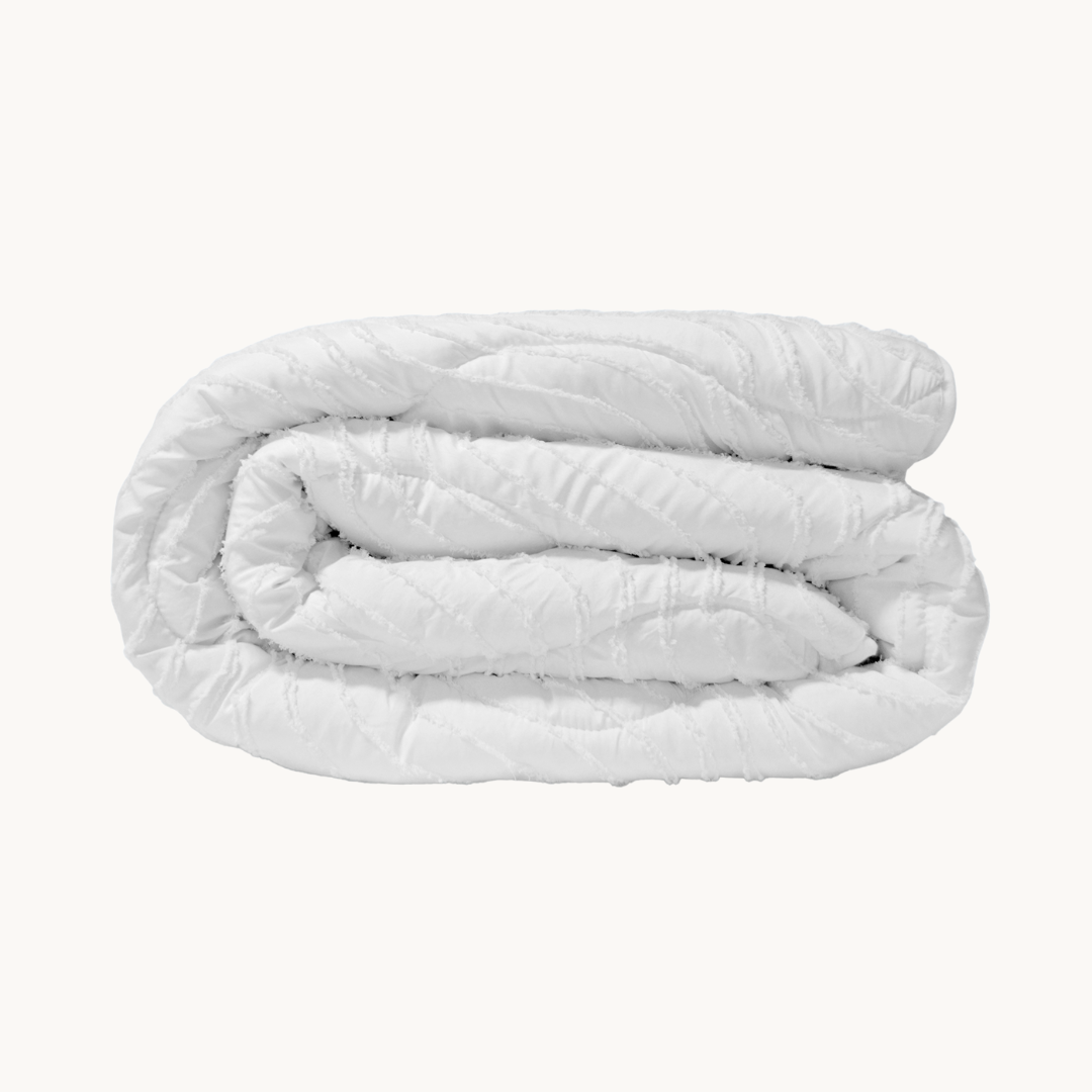 Matte Satin Duvet 2-in-1 Bedspread for Summer – Japandi Waves White 0
