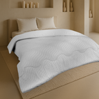 Matte Satin Duvet 2-in-1 Bedspread for Summer – Japandi Waves White 1
