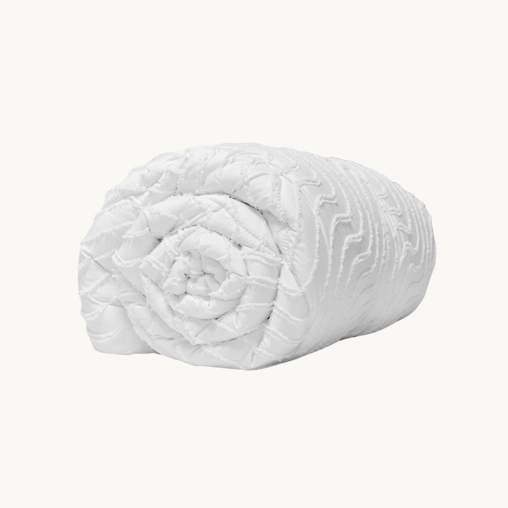 Matte Satin Duvet 2-in-1 Bedspread for Summer – Japandi Waves White 4