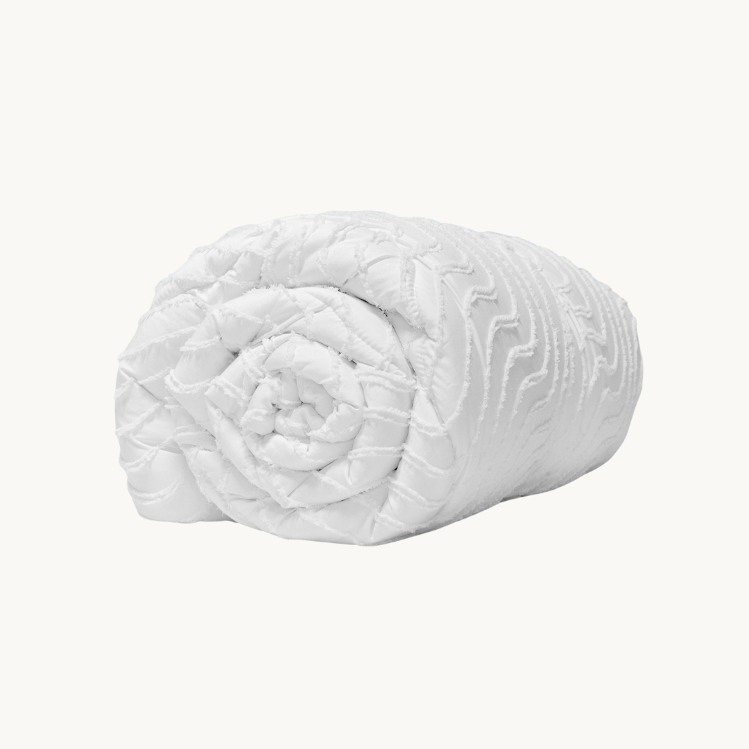 Matte Satin Duvet 2-in-1 Bedspread for Summer – Japandi Waves White 4