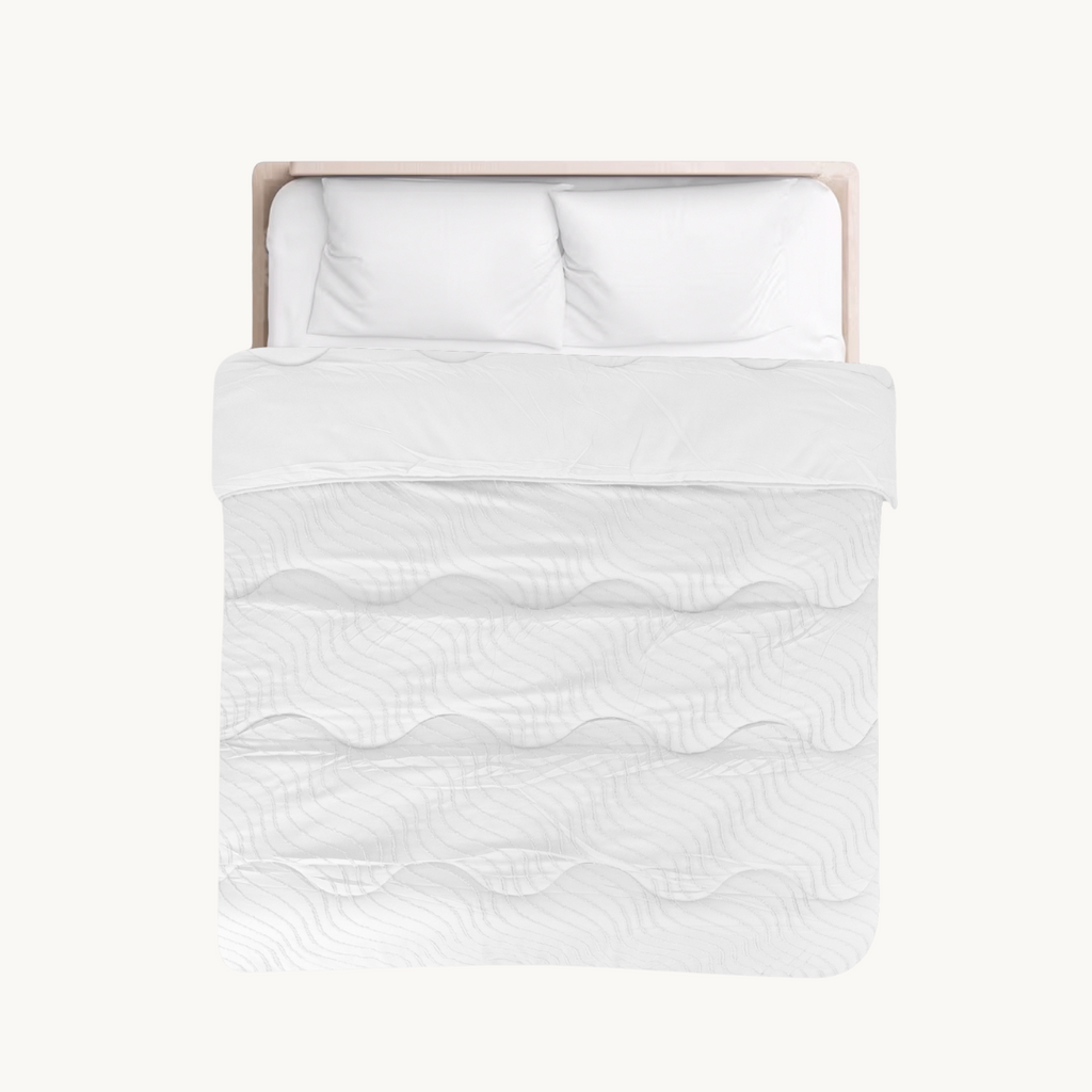 Matte Satin Duvet 2-in-1 Bedspread for Summer – Japandi Waves White 6