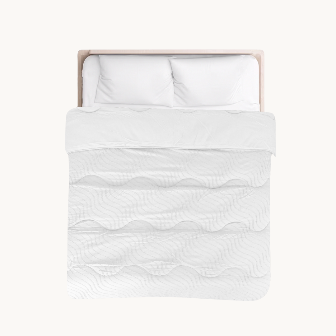 Matte Satin Duvet 2-in-1 Bedspread for Summer – Japandi Waves White 6