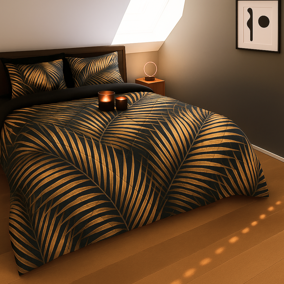 Matte Satin Duvet 2-in-1 Bedspread in Green Gold – Summer Comfort 1