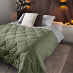 Matte Satin Duvet 2-in-1 Bedspread in Grey Olive Green – All-Season Comfort, Breathable Fabric, Easy Care 1