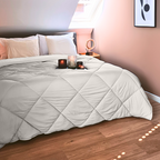 Matte Satin Duvet Bedspread 2-in-1, Offwhite, 220cm Long, Lightweight, Breathable Fabric for All Seasons 1