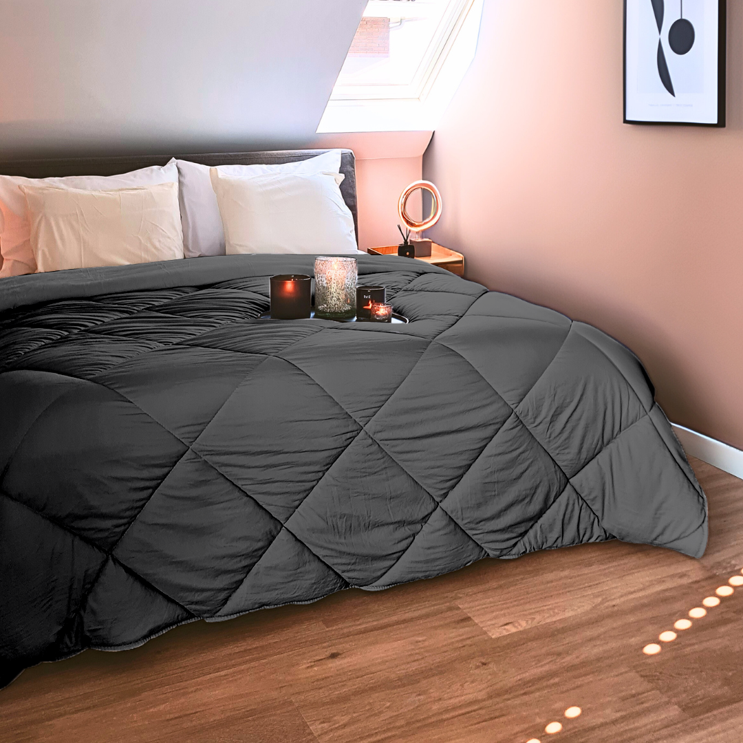 Matte Satin Duvet Insert 2-in-1 Bedspread for Versatile Comfort – Anthracite, 220cm, Breathable Lightweight Fabric 1