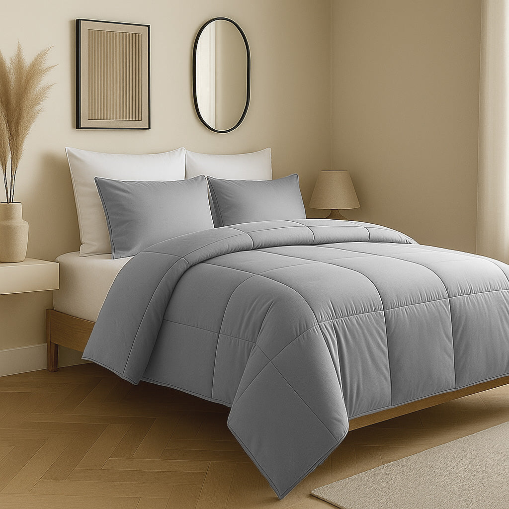 Matte Satin Duvet Without Cover – Gray, Lightweight and Breathable for All Seasons 1