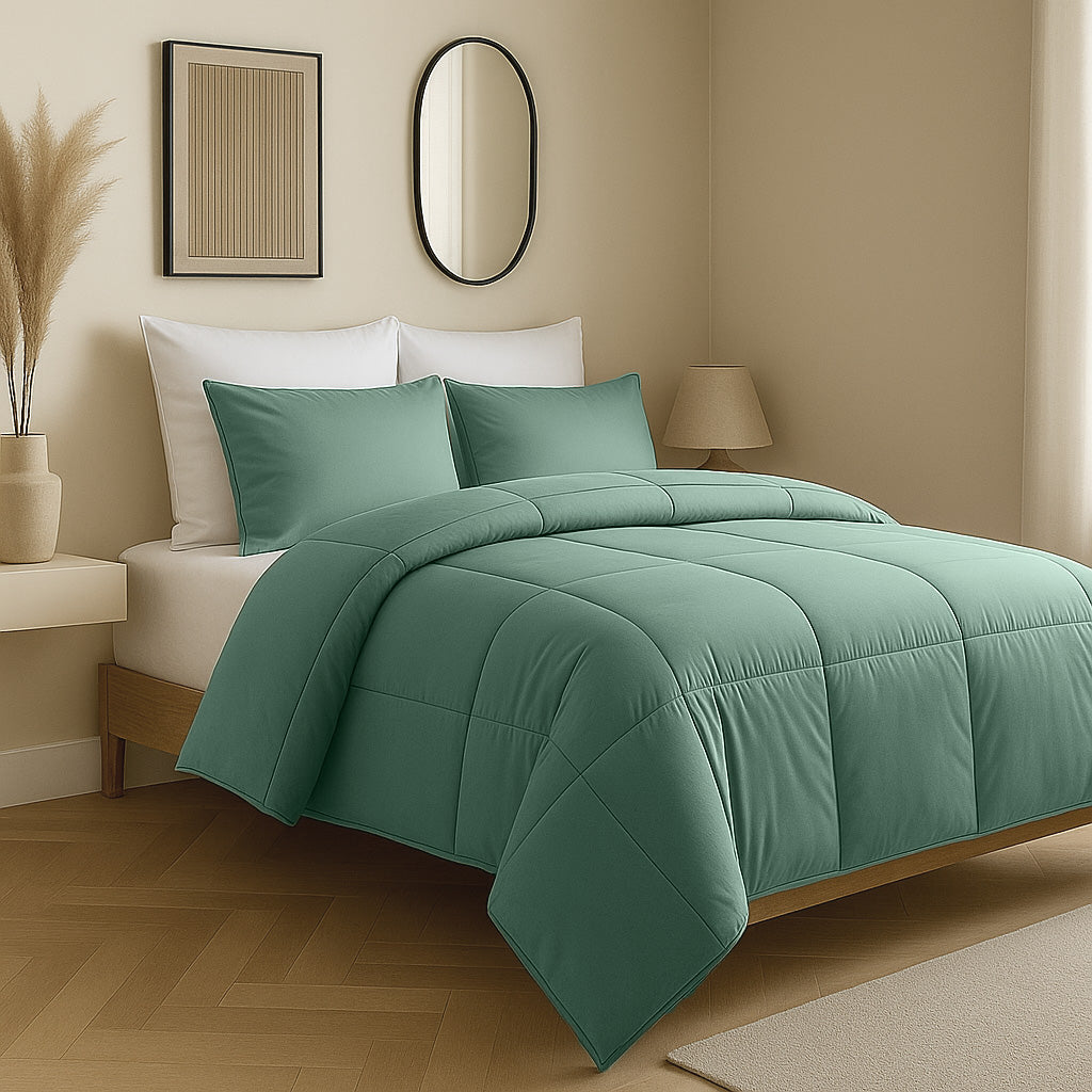 Matte Satin Duvet Without Cover – Green, Lightweight and Breathable for Year-Round Comfort 1